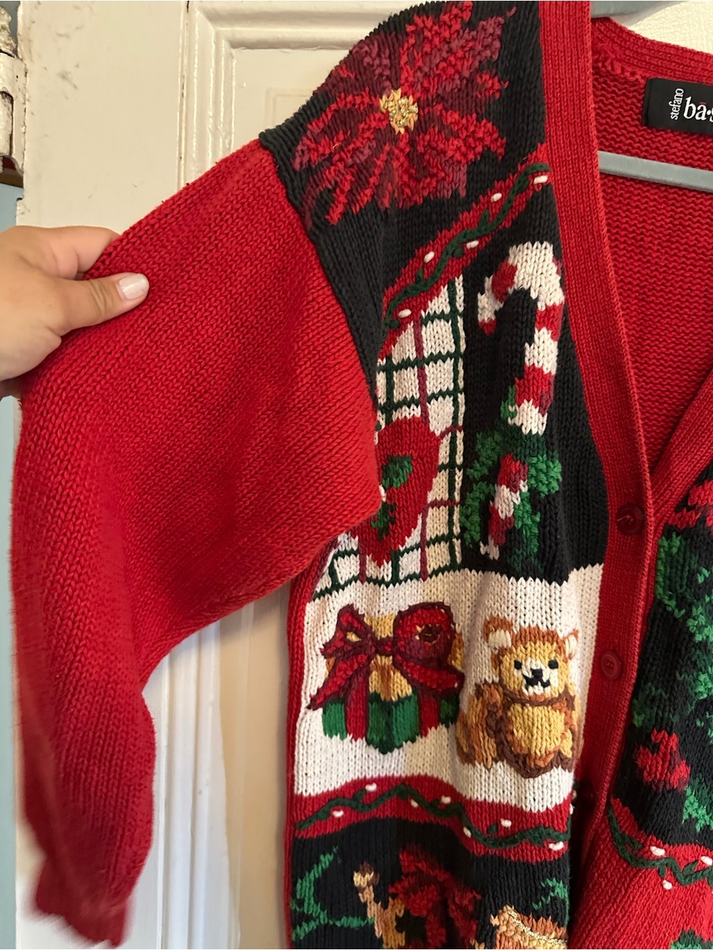 Asics Red Multi Holiday Cardigan Sweater - Picture 5 of 8